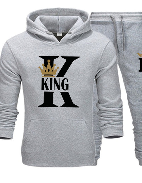 Load image into Gallery viewer, Lover Couple Sportwear Set KING QUEEN Printed Hooded Clothes 2PCS Set Hoodie and Pants Plus Size Hoodies Women
