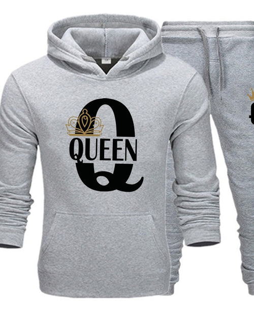 Load image into Gallery viewer, Lover Couple Sportwear Set KING QUEEN Printed Hooded Clothes 2PCS Set Hoodie and Pants Plus Size Hoodies Women
