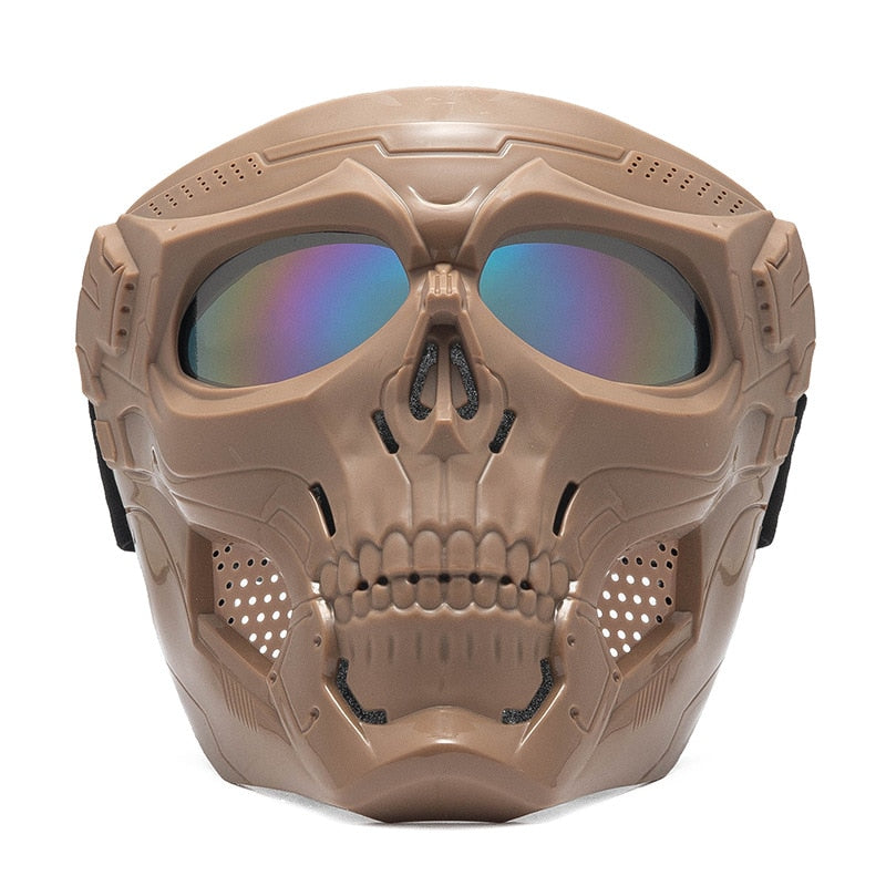 Cool Skull Motorcycle Face Mask with Goggles Modular Goggles Mask Open Face Motorcycle Helmet Moto Casco Cycling Headgear