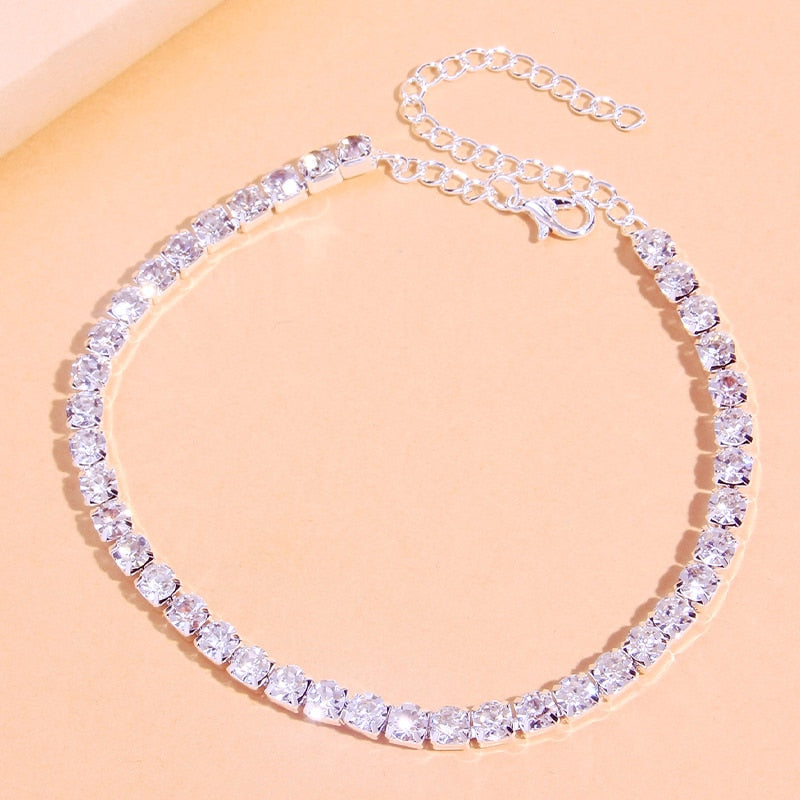 Beach Accessories Crystal Lozenge Anklet for Women Indian Wholesale Bohemian Vintage Ancle Sandals Ankle Bracelet Chain Jewelry