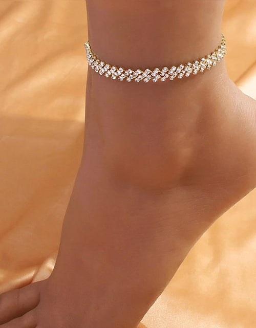 Load image into Gallery viewer, Beach Accessories Crystal Lozenge Anklet for Women Indian Wholesale Bohemian Vintage Ancle Sandals Ankle Bracelet Chain Jewelry
