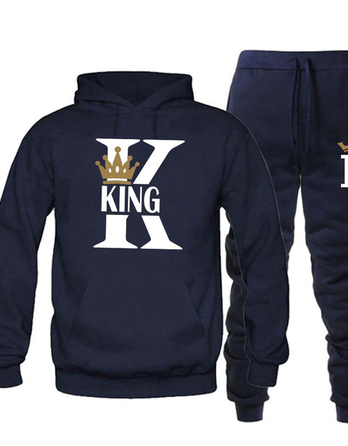 Load image into Gallery viewer, Lover Couple Sportwear Set KING QUEEN Printed Hooded Clothes 2PCS Set Hoodie and Pants Plus Size Hoodies Women
