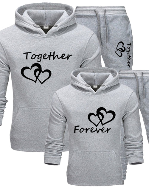 Load image into Gallery viewer, 2022 Fashion Couple Sportwear Set Together and Forever Printed Hooded Suits 2PCS Set Hoodie and Pants S-4XL
