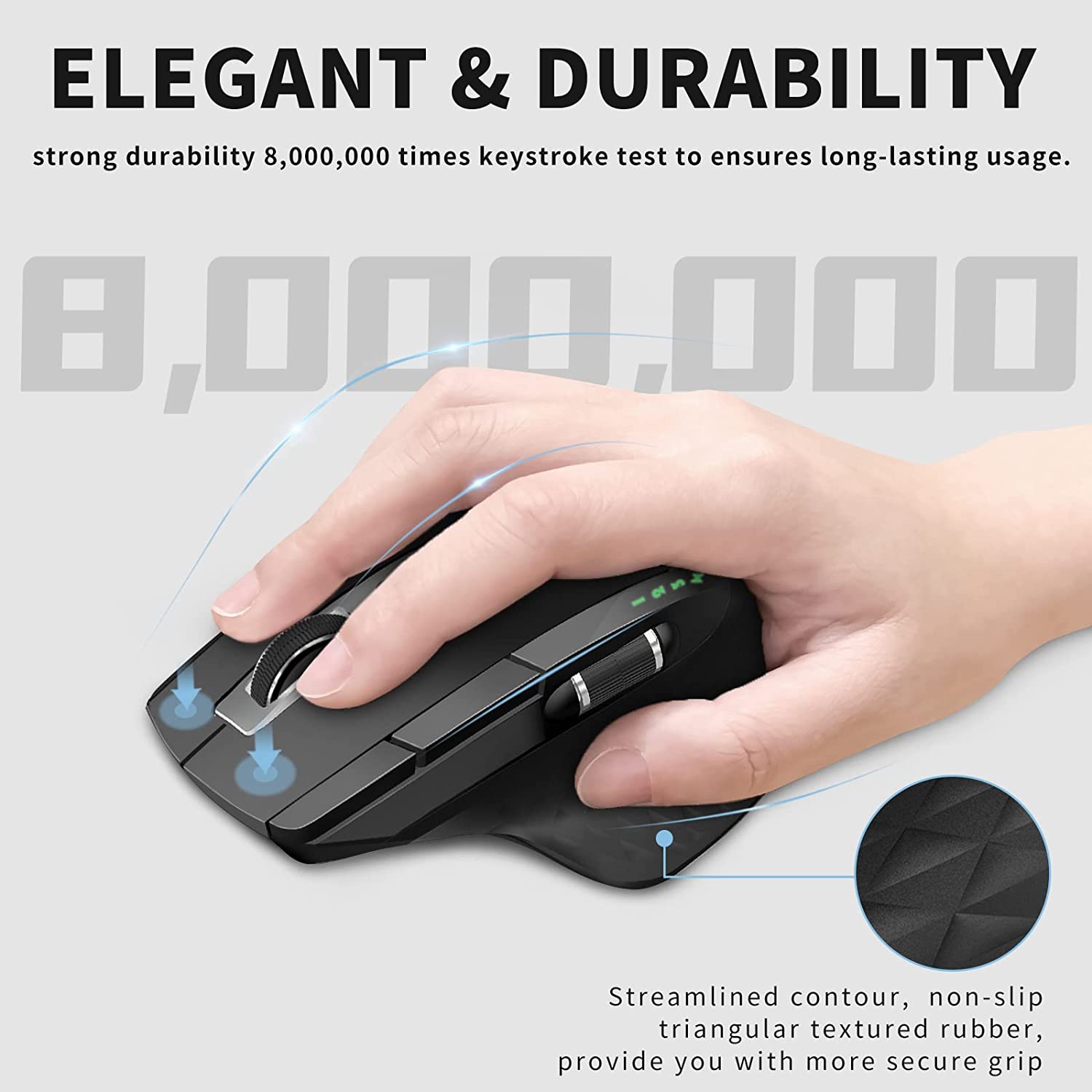 Multi-mode Rechargeable Wireless Mouse Ergonomic 3200 DPI Bluetooth Mouse Easy-Switch Up to 4 Devices Gaming Mouse