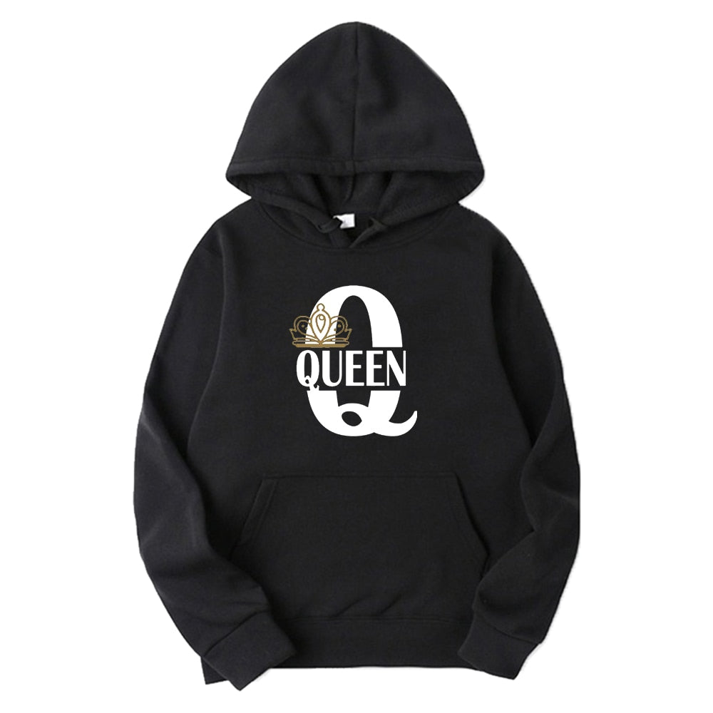 Lover Couple Sportwear Set KING QUEEN Printed Hooded Clothes 2PCS Set Hoodie and Pants Plus Size Hoodies Women