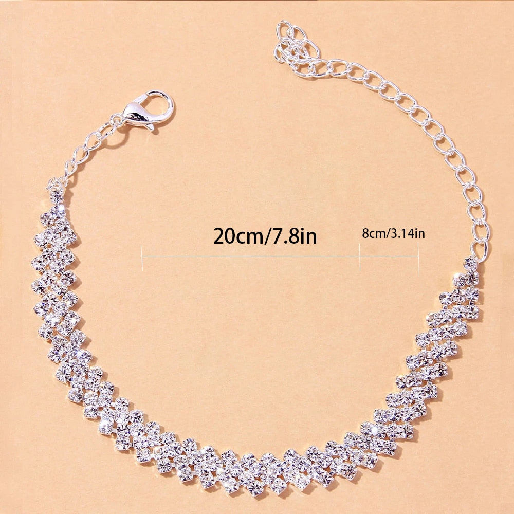 Beach Accessories Crystal Lozenge Anklet for Women Indian Wholesale Bohemian Vintage Ancle Sandals Ankle Bracelet Chain Jewelry