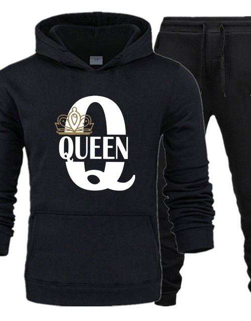 Load image into Gallery viewer, Lover Couple Sportwear Set KING QUEEN Printed Hooded Clothes 2PCS Set Hoodie and Pants Plus Size Hoodies Women
