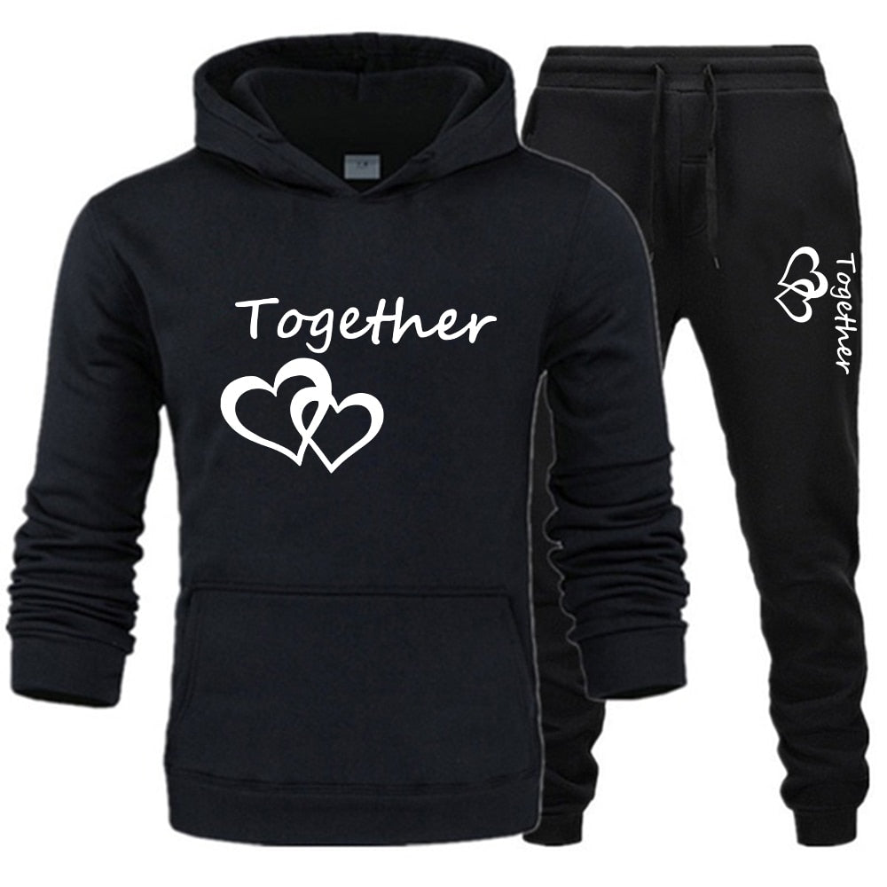 2022 Fashion Couple Sportwear Set Together and Forever Printed Hooded Suits 2PCS Set Hoodie and Pants S-4XL