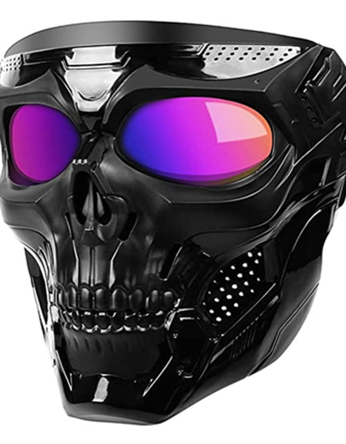 Load image into Gallery viewer, Cool Skull Motorcycle Face Mask with Goggles Modular Goggles Mask Open Face Motorcycle Helmet Moto Casco Cycling Headgear
