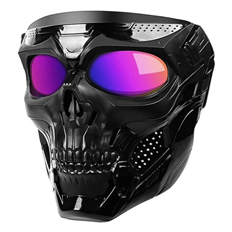 Cool Skull Motorcycle Face Mask with Goggles Modular Goggles Mask Open Face Motorcycle Helmet Moto Casco Cycling Headgear