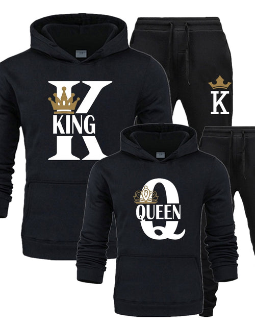 Load image into Gallery viewer, Lover Couple Sportwear Set KING QUEEN Printed Hooded Clothes 2PCS Set Hoodie and Pants Plus Size Hoodies Women
