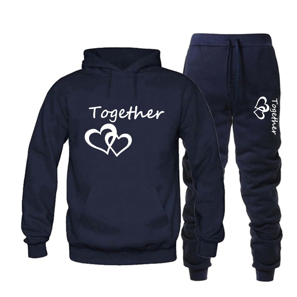 2022 Fashion Couple Sportwear Set Together and Forever Printed Hooded Suits 2PCS Set Hoodie and Pants S-4XL