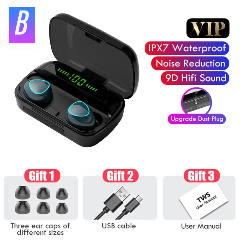 3500mAh Wireless Earphones Bluetooth V5.0 TWS Wireless Headphones LED Display With Power Bank Headset With Microphone