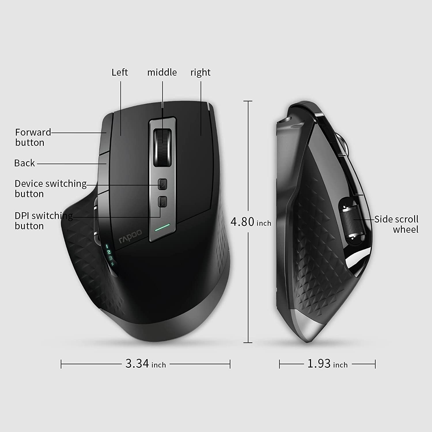 Multi-mode Rechargeable Wireless Mouse Ergonomic 3200 DPI Bluetooth Mouse Easy-Switch Up to 4 Devices Gaming Mouse