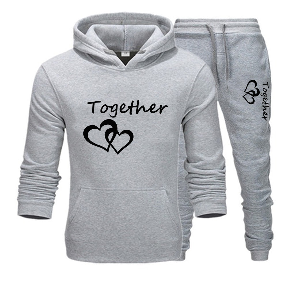 2022 Fashion Couple Sportwear Set Together and Forever Printed Hooded Suits 2PCS Set Hoodie and Pants S-4XL