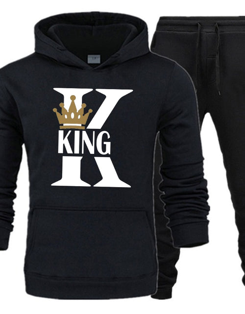 Load image into Gallery viewer, Lover Couple Sportwear Set KING QUEEN Printed Hooded Clothes 2PCS Set Hoodie and Pants Plus Size Hoodies Women
